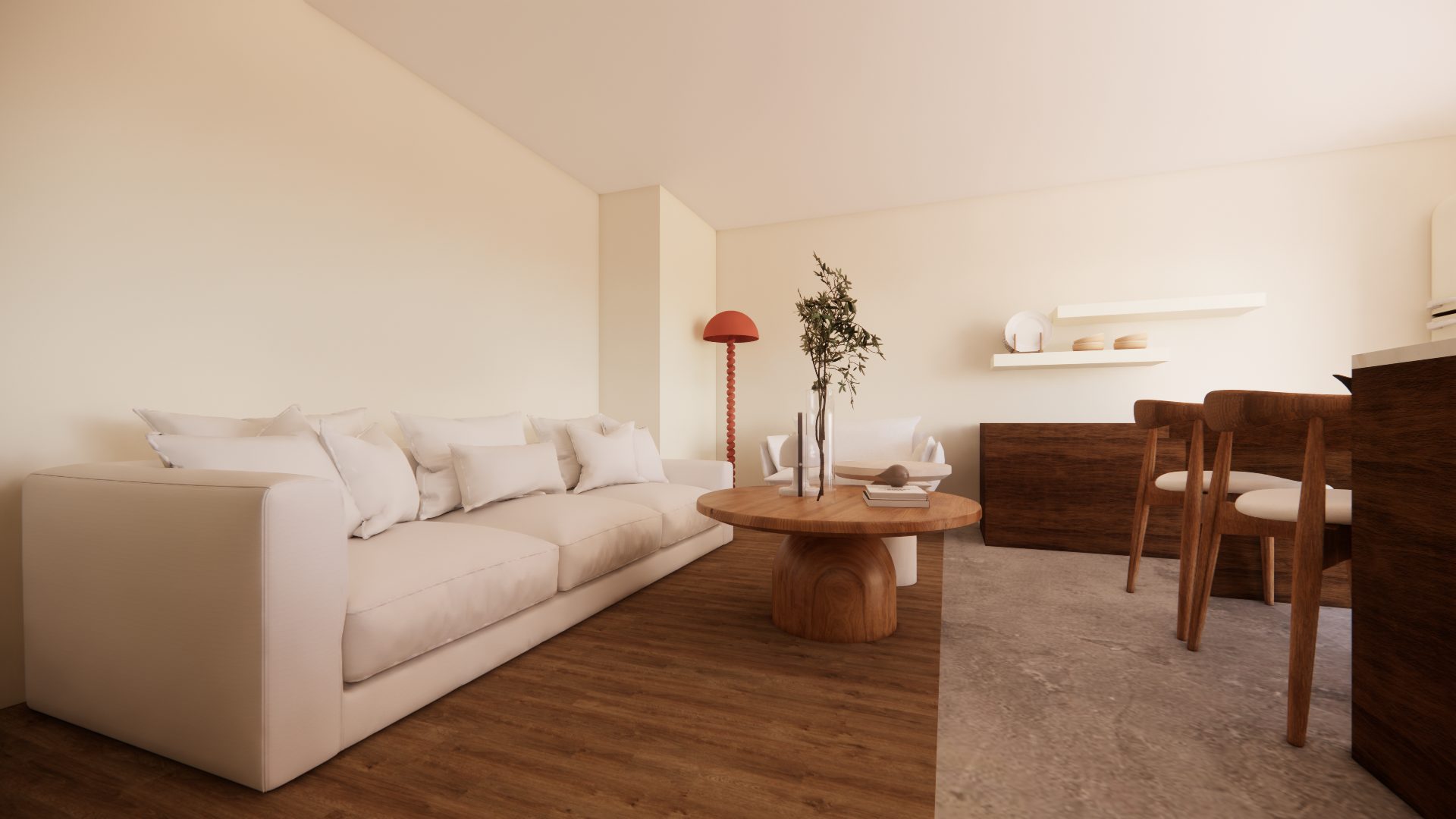Home staging virtuel appartement La Baule, rendu 3D