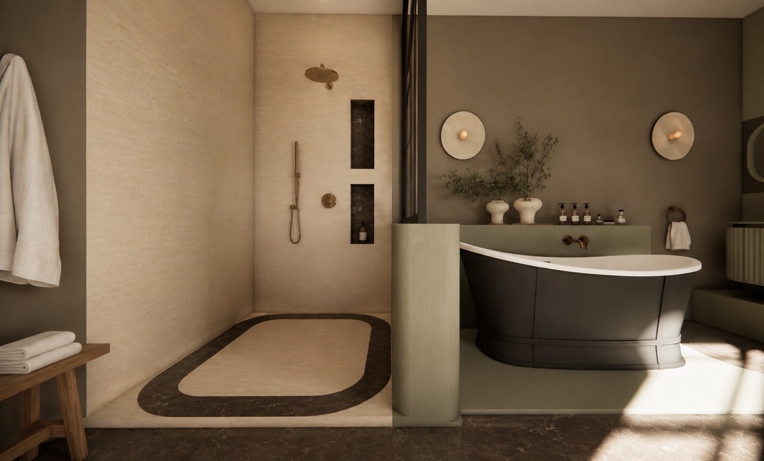 Salle de bain, baignoire noire mate
